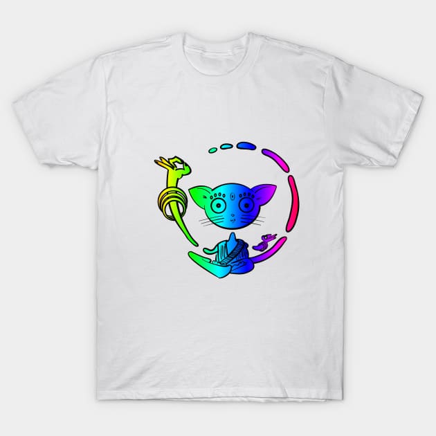 Rainbow Buddhist cat awakening T-Shirt by SubtleSplit